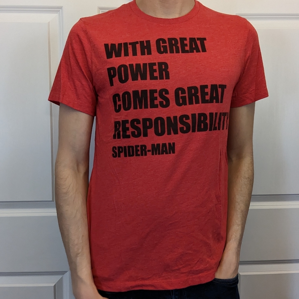 Spider-Man "With great power comes great responsibility" t shirt